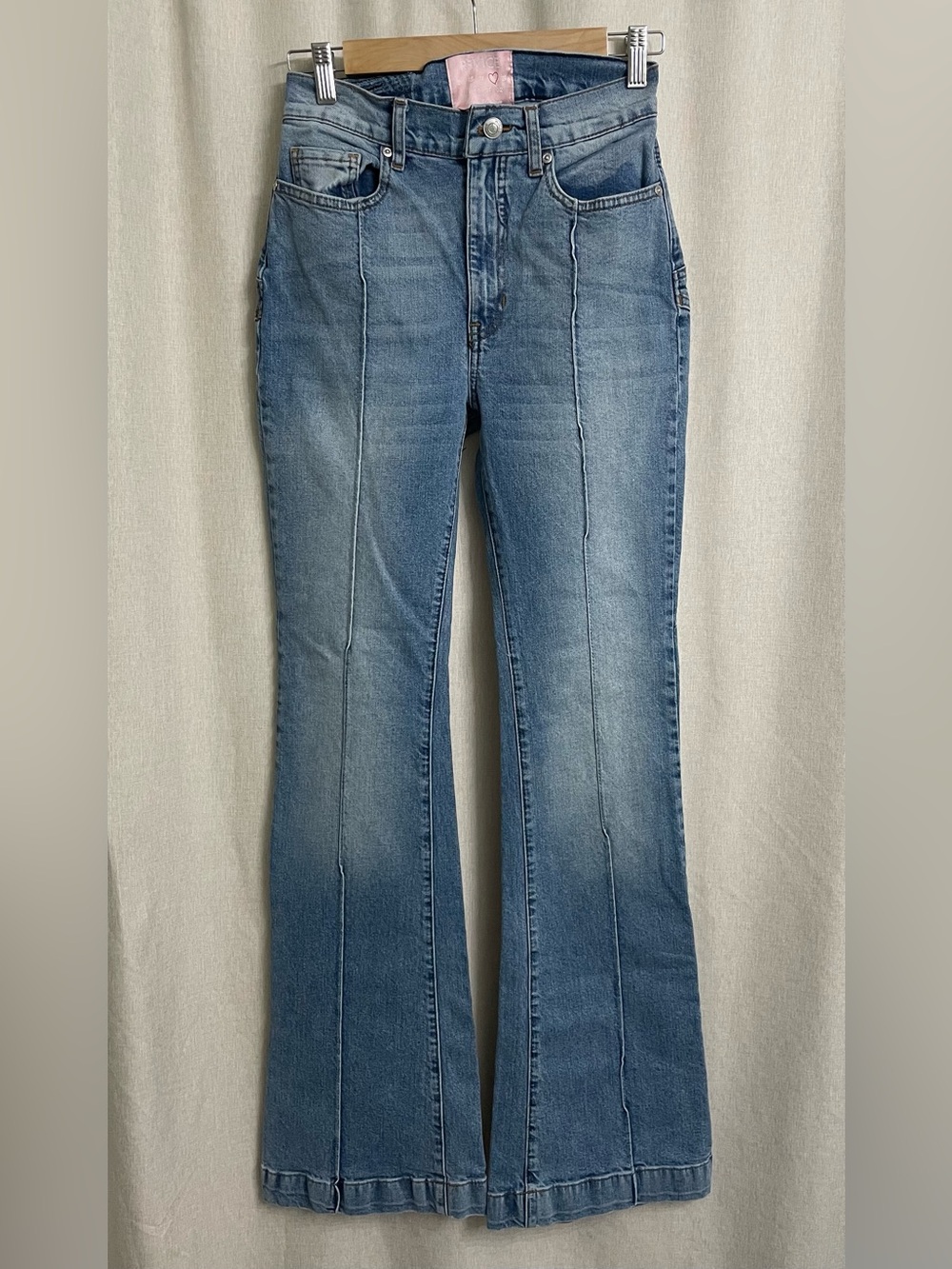 Revice Denim Flare Jeans High Rise Seam Detail Light Wash 27